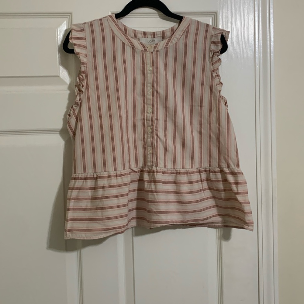 XL Loft pink and cream striped shirt